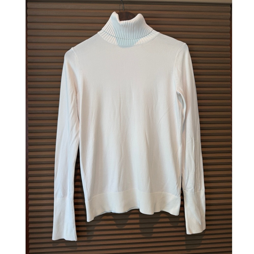 Club Monaco Turtleneck Womens M Italian Yarn Lt Cream Long Sleeve Ribbed EUC